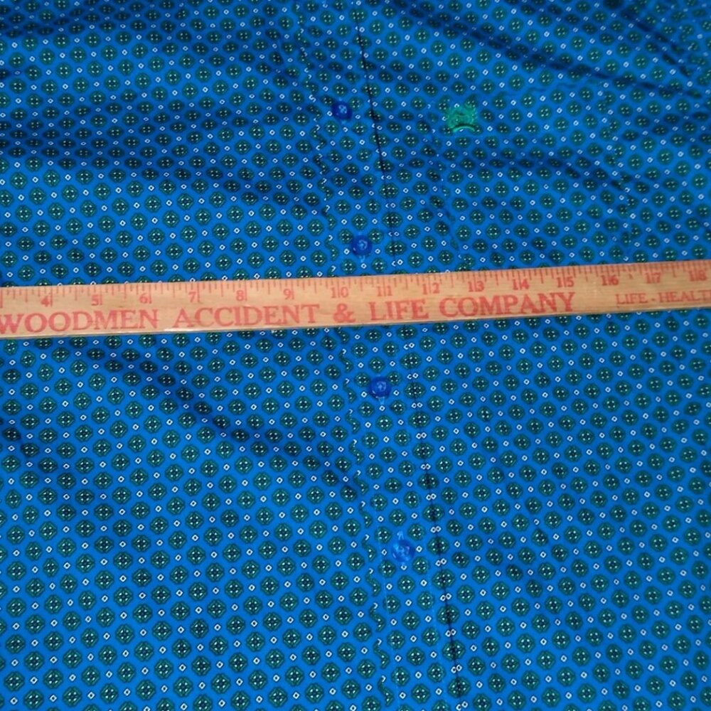 Cinch Shirt XXL 16-18 Button Down Blouse Blue Green Geometric Western Long Sleev - Picture 4 of 11